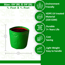 HDPE Grow Bag 09" X 09"(220 GSM)