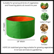 HDPE Round | Circular Grow Bag 18x12 Inch | 220GSM