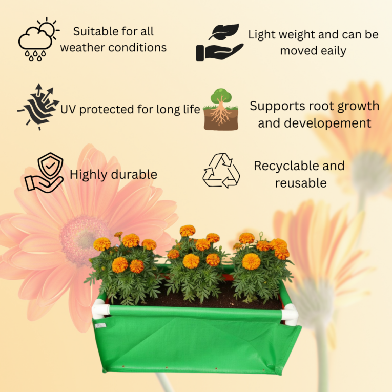 rectangular HDPE grow bag 220 gsm with drainage holes