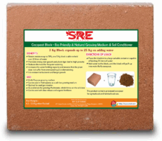 Coco-peat block(4.5-5.5KG) | Organic Growing Media for Grow Bags | High Expansion Organic Soil Mix