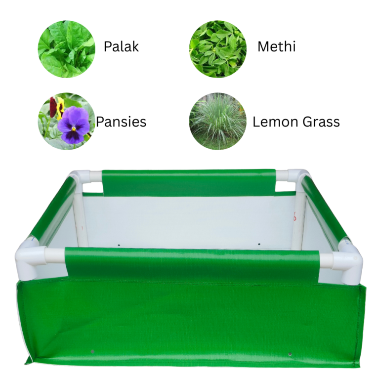 Space-saving rectangular grow bags for balconies