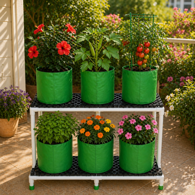 Vegetable grow bag stand