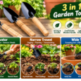 Hand trowel and cultivator with wooden handles